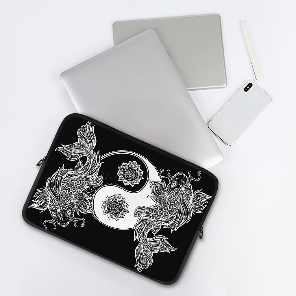 Yin And Yang Koi Carp Fish Print Laptop Sleeve
