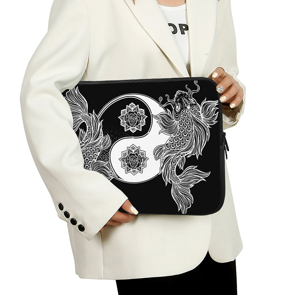 Yin And Yang Koi Carp Fish Print Laptop Sleeve
