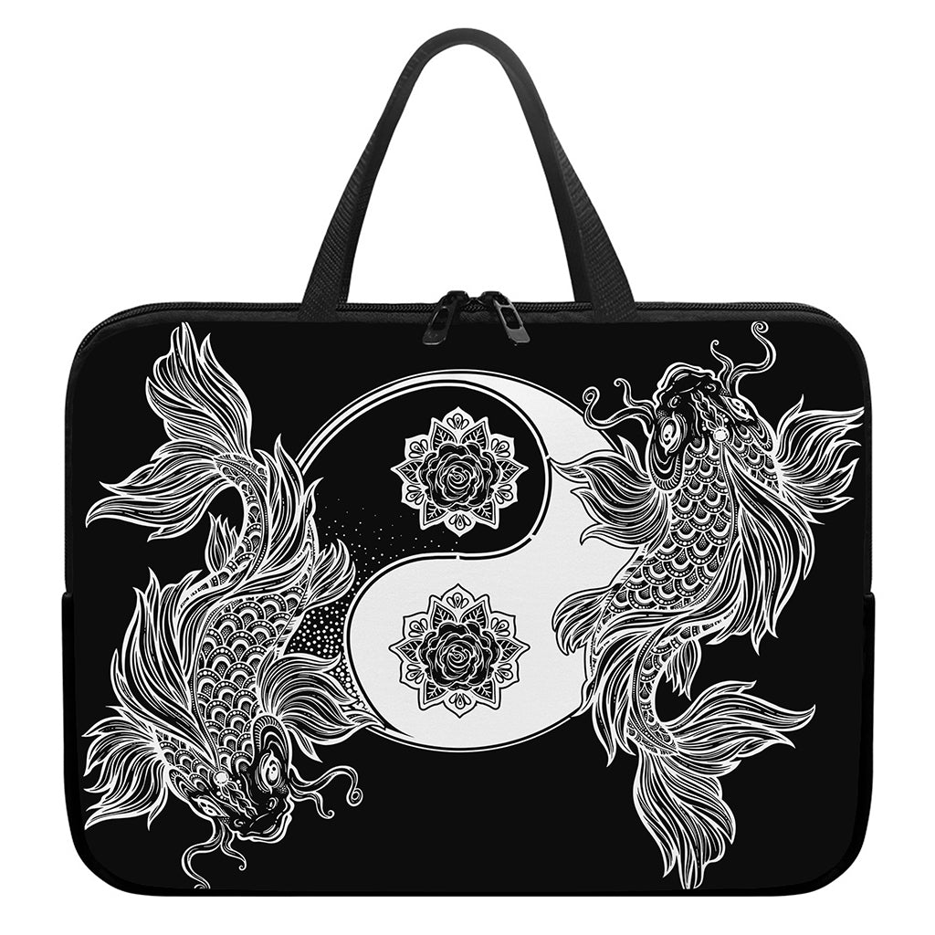 Yin And Yang Koi Carp Fish Print Laptop Sleeve With Handle