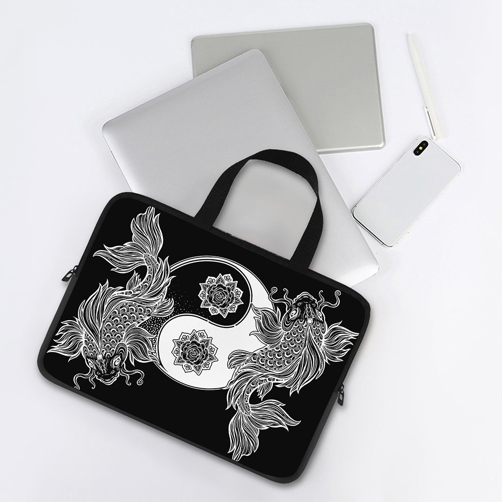 Yin And Yang Koi Carp Fish Print Laptop Sleeve With Handle