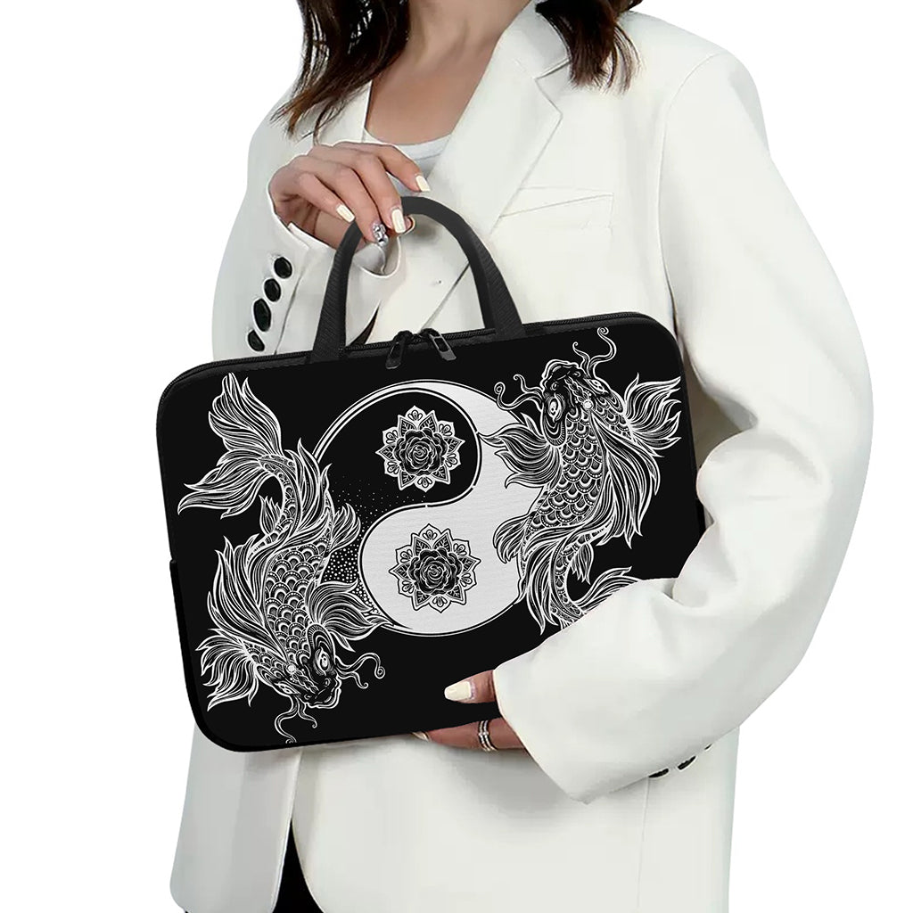 Yin And Yang Koi Carp Fish Print Laptop Sleeve With Handle