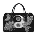 Yin And Yang Koi Carp Fish Print Leather Duffel Bag