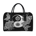 Yin And Yang Koi Carp Fish Print Leather Duffle Bag