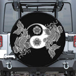 Yin And Yang Koi Carp Fish Print Leather Spare Tire Cover