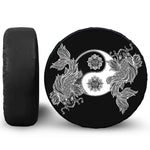 Yin And Yang Koi Carp Fish Print Leather Spare Tire Cover