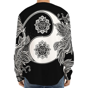 Yin And Yang Koi Carp Fish Print Long Sleeve Baseball Jersey