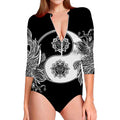 Yin And Yang Koi Carp Fish Print Long Sleeve Swimsuit