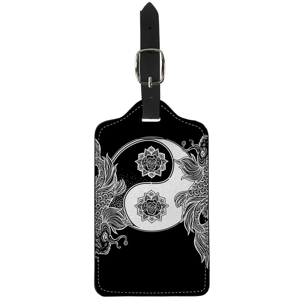 Yin And Yang Koi Carp Fish Print Luggage Tag