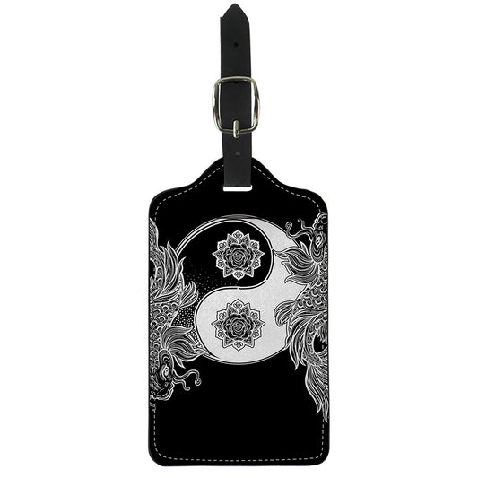Yin And Yang Koi Carp Fish Print Luggage Tag