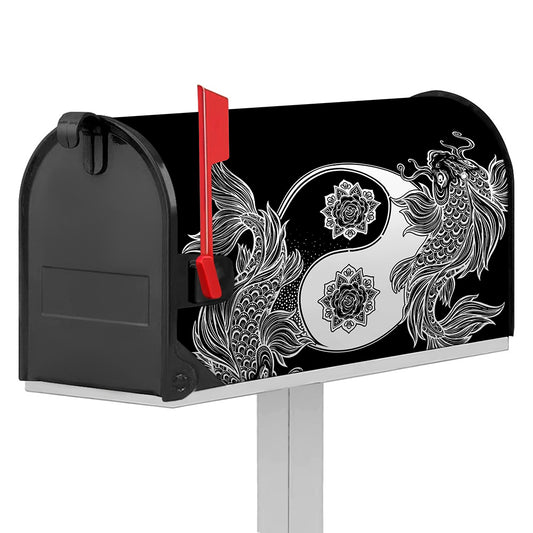 Yin And Yang Koi Carp Fish Print Mailbox Cover