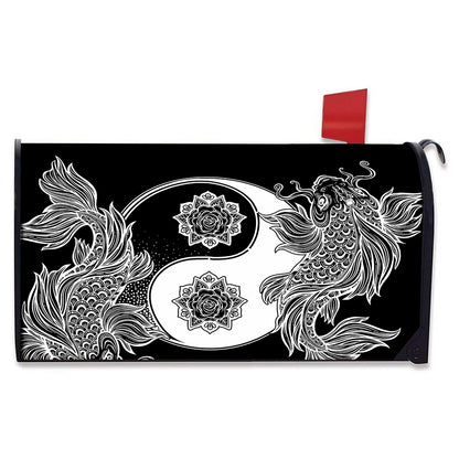 Yin And Yang Koi Carp Fish Print Mailbox Cover