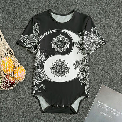 Yin And Yang Koi Carp Fish Print Men's Bodysuit