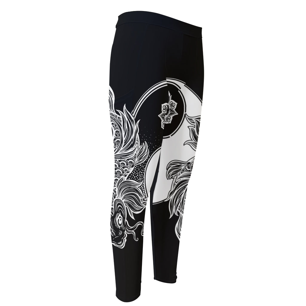 Yin And Yang Koi Carp Fish Print Men's Compression Pants