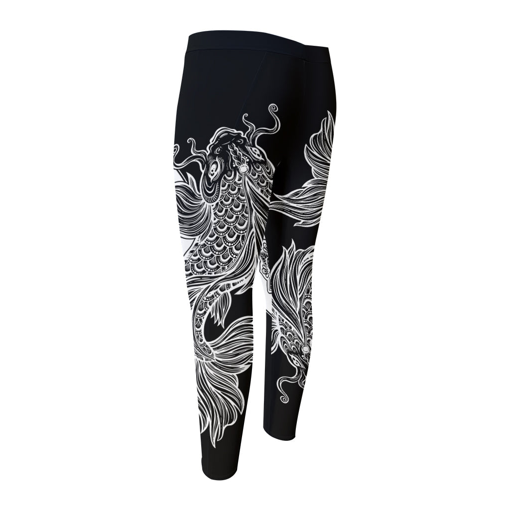 Yin And Yang Koi Carp Fish Print Men's Compression Pants