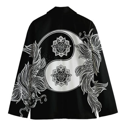 Yin And Yang Koi Carp Fish Print Men's Cotton Blazer