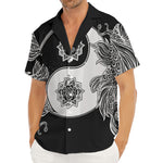 Yin And Yang Koi Carp Fish Print Men's Deep V-Neck Shirt