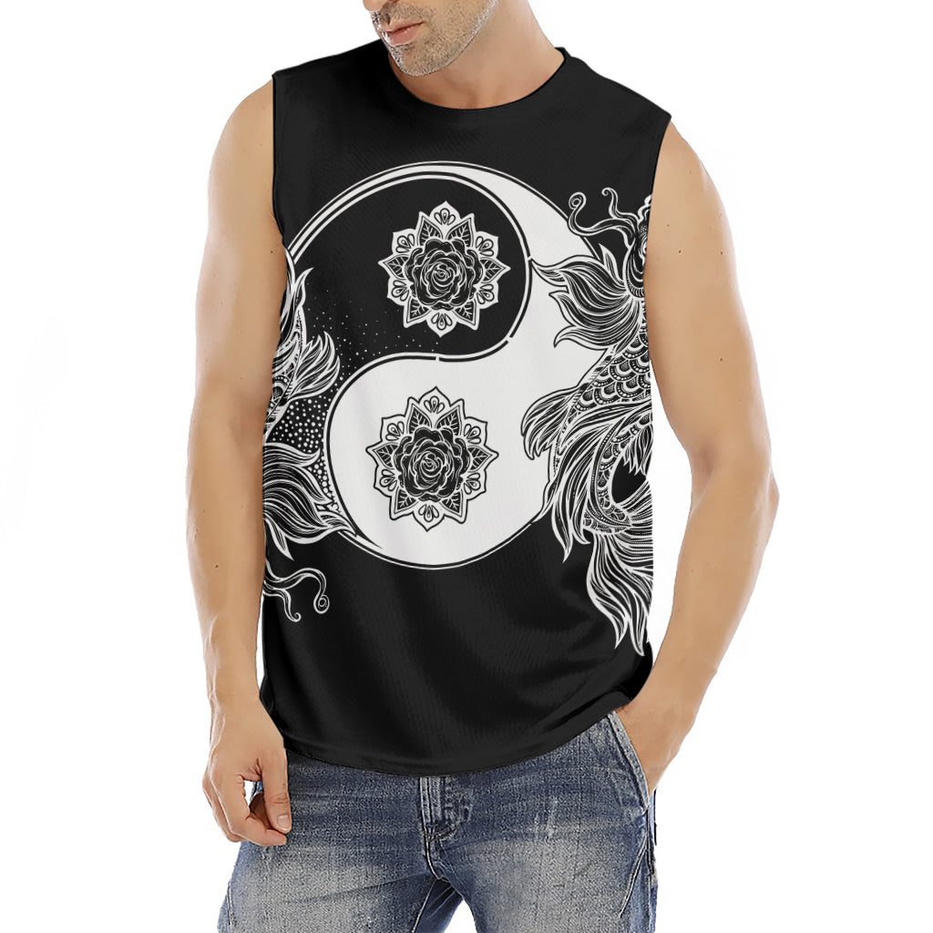 Yin And Yang Koi Carp Fish Print Men's Fitness Tank Top