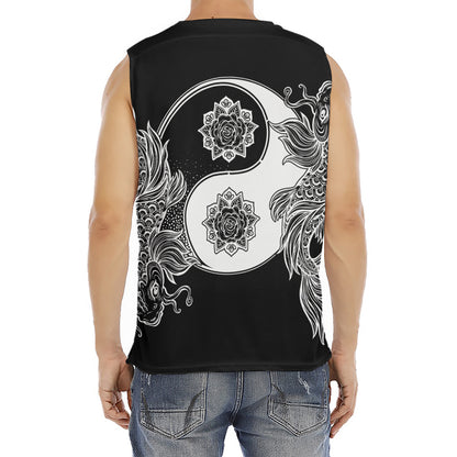 Yin And Yang Koi Carp Fish Print Men's Fitness Tank Top