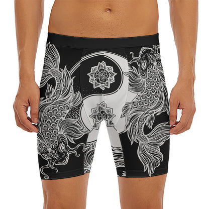Yin And Yang Koi Carp Fish Print Men's Long Boxer Briefs