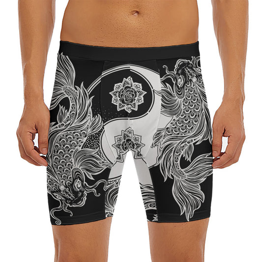 Yin And Yang Koi Carp Fish Print Men's Long Boxer Briefs