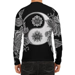 Yin And Yang Koi Carp Fish Print Men's Long Sleeve Rash Guard