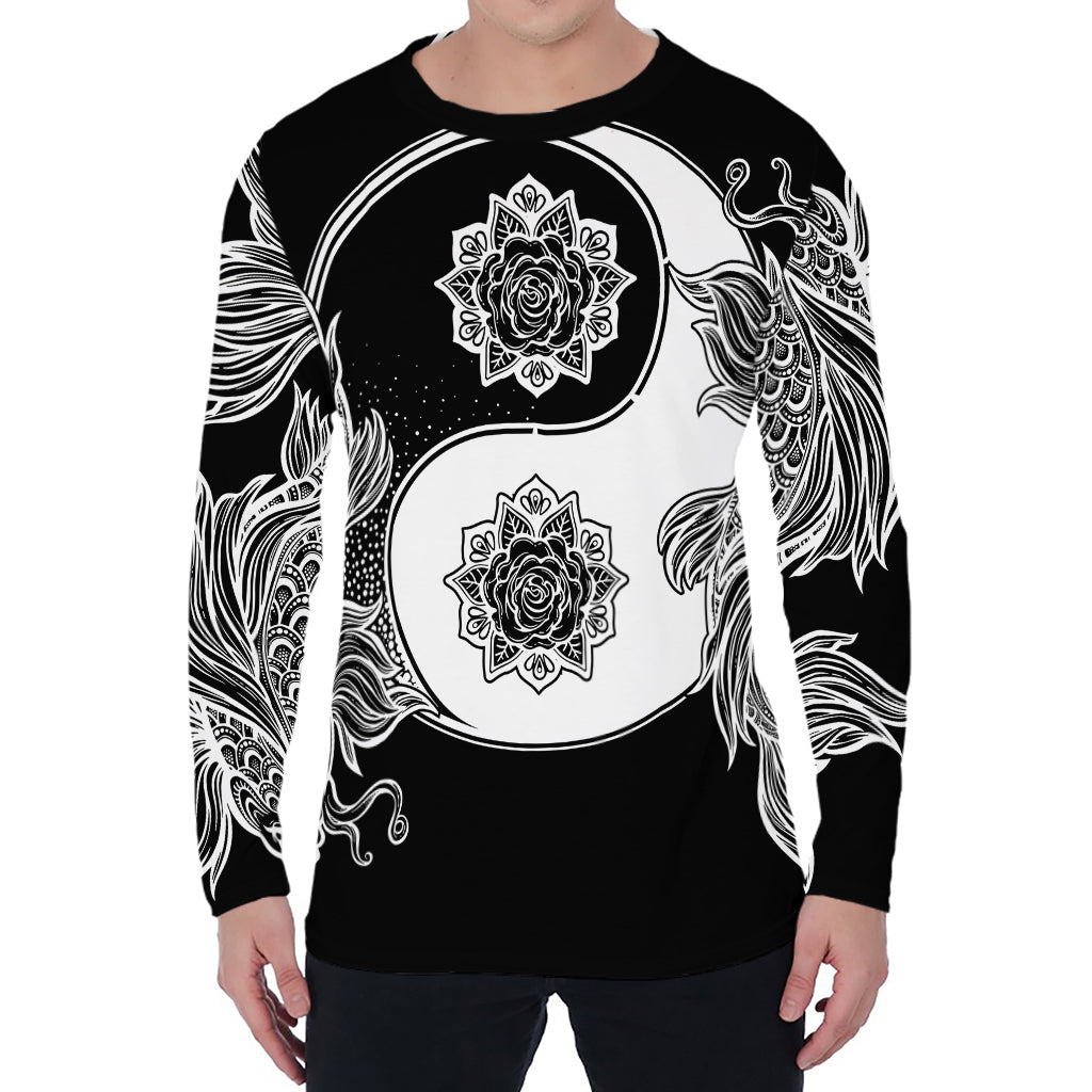 Yin And Yang Koi Carp Fish Print Men's Long Sleeve T-Shirt