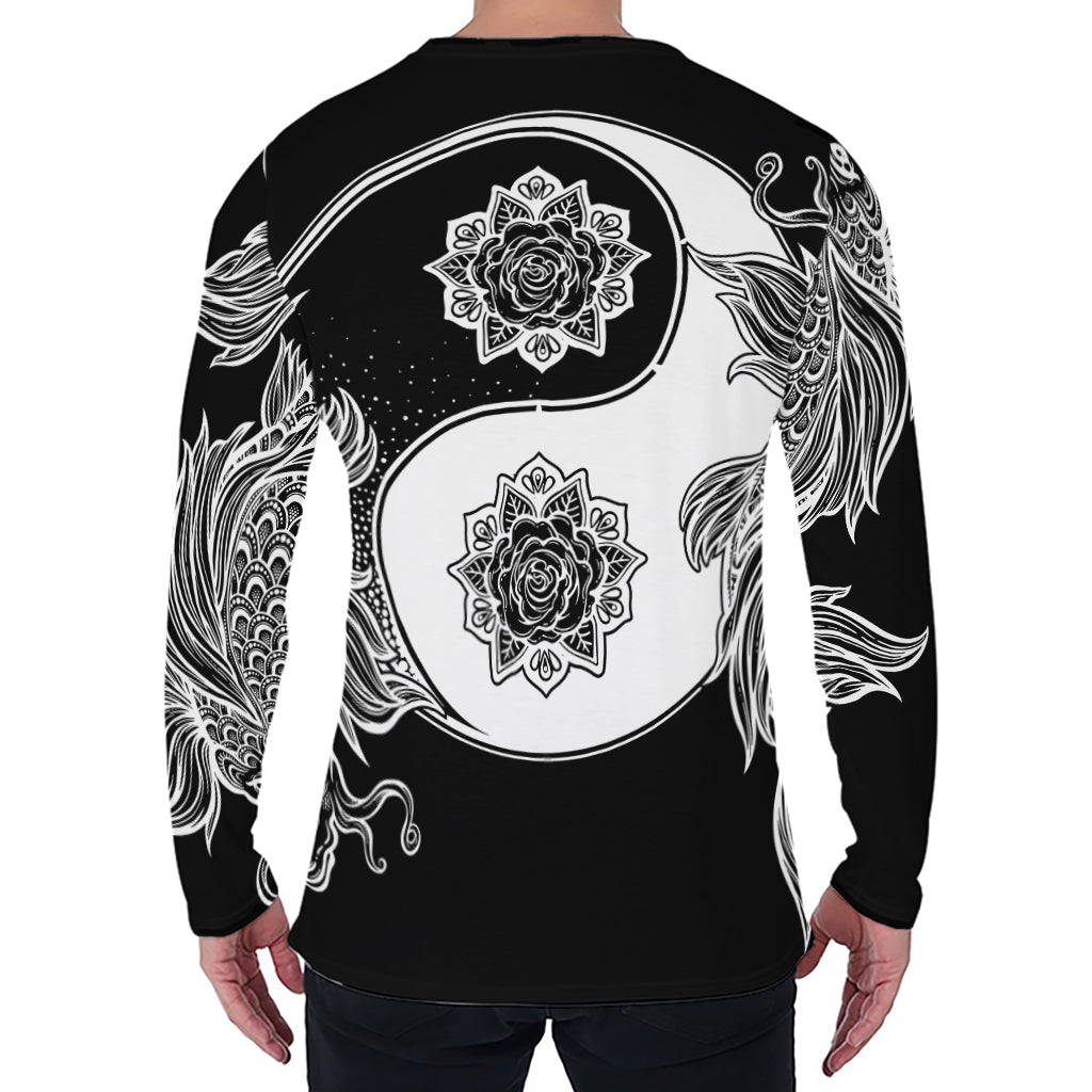 Yin And Yang Koi Carp Fish Print Men's Long Sleeve T-Shirt