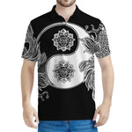 Yin And Yang Koi Carp Fish Print Men's Polo Shirt