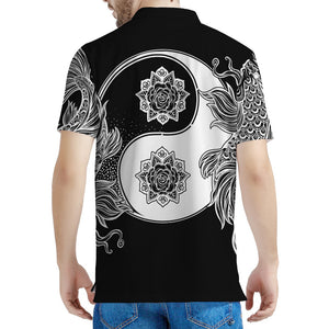 Yin And Yang Koi Carp Fish Print Men's Polo Shirt