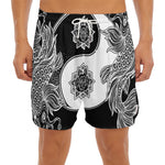 Yin And Yang Koi Carp Fish Print Men's Split Running Shorts