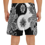 Yin And Yang Koi Carp Fish Print Men's Split Running Shorts