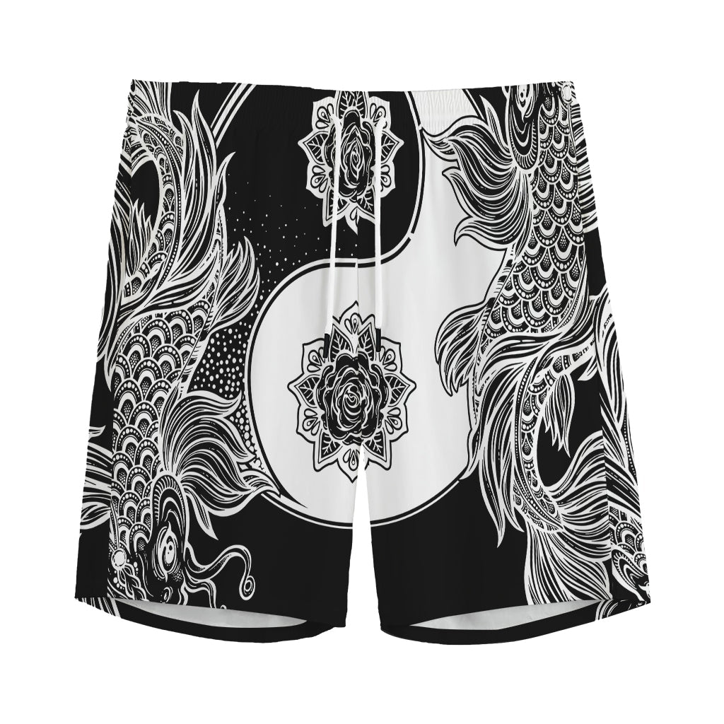 Yin And Yang Koi Carp Fish Print Men's Sports Shorts