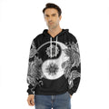 Yin And Yang Koi Carp Fish Print Men's Velvet Pullover Hoodie