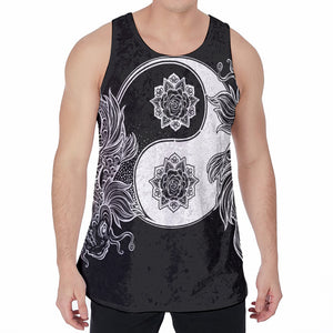 Yin And Yang Koi Carp Fish Print Men's Velvet Tank Top