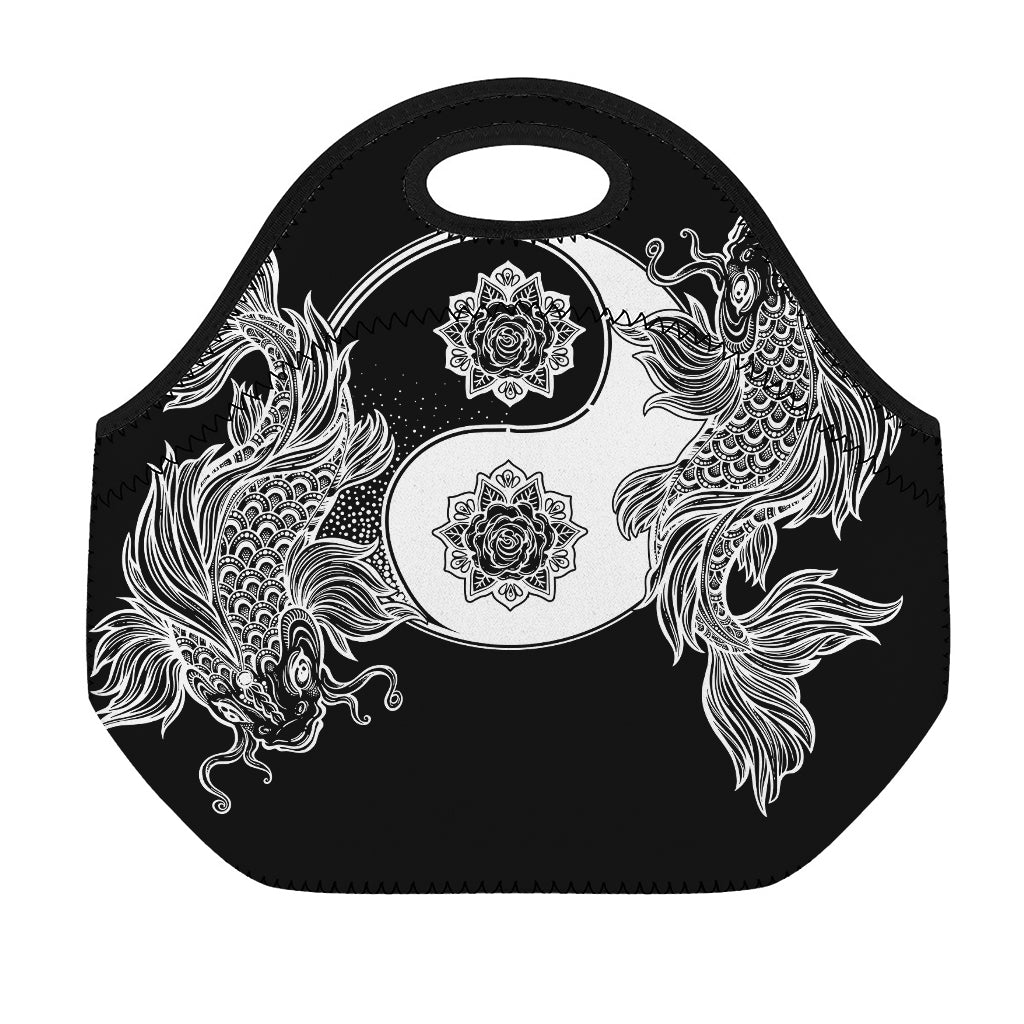 Yin And Yang Koi Carp Fish Print Neoprene Lunch Bag