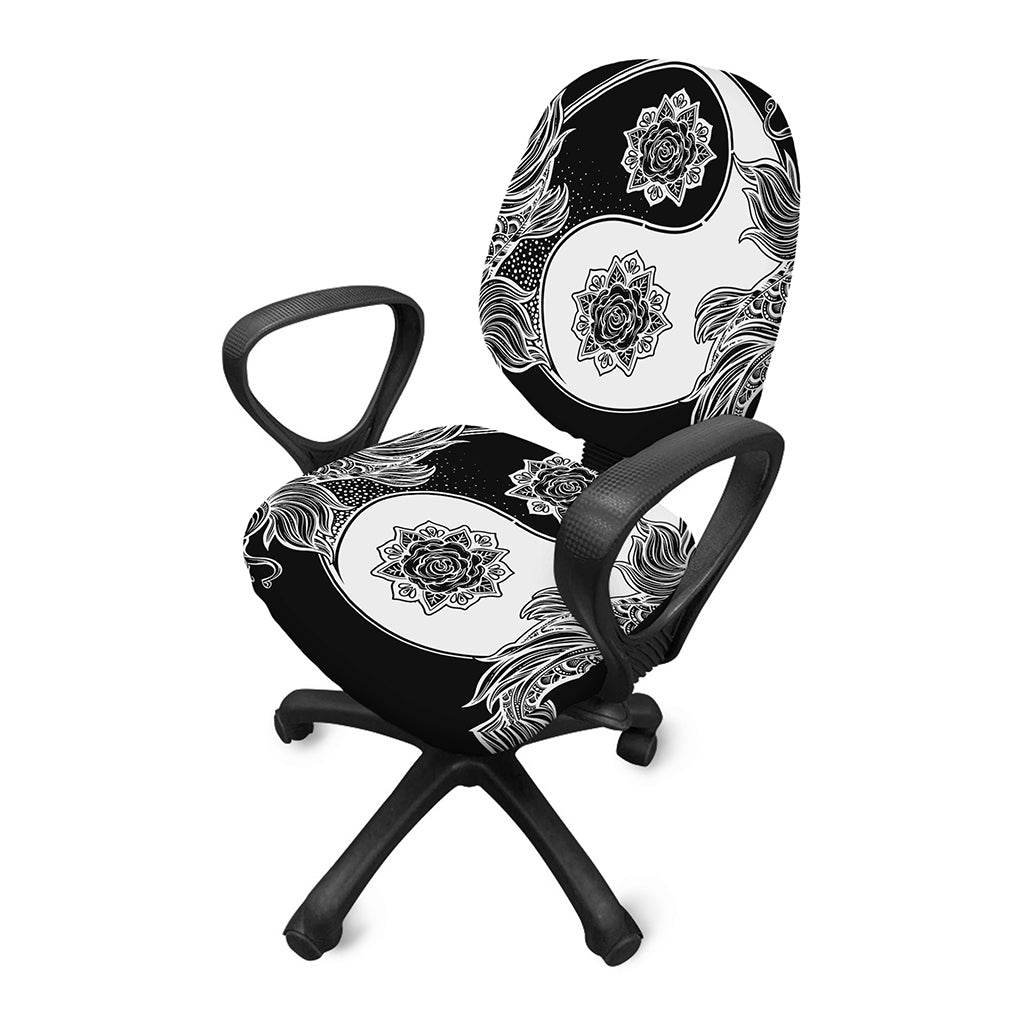 Yin And Yang Koi Carp Fish Print Office Chair Cover