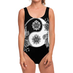 Yin And Yang Koi Carp Fish Print One Piece Swimsuit