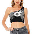 Yin And Yang Koi Carp Fish Print One Shoulder Crop Top