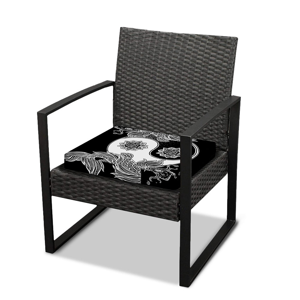 Yin And Yang Koi Carp Fish Print Outdoor Seat Cushion Cover