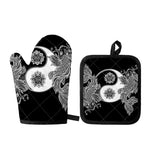 Yin And Yang Koi Carp Fish Print Oven Mitt And Pot Holder Set
