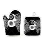 Yin And Yang Koi Carp Fish Print Oven Mitt And Pot Holder Set