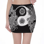 Yin And Yang Koi Carp Fish Print Pencil Mini Skirt