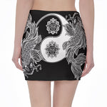 Yin And Yang Koi Carp Fish Print Pencil Mini Skirt