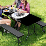 Yin And Yang Koi Carp Fish Print Picnic Table Cover