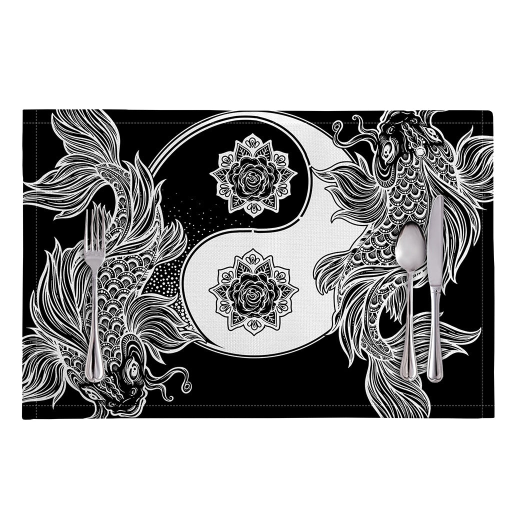 Yin And Yang Koi Carp Fish Print Placemat