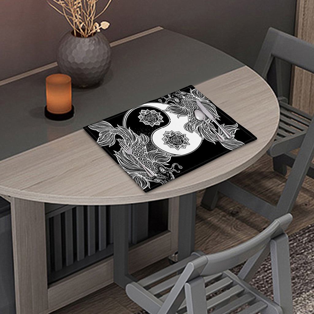 Yin And Yang Koi Carp Fish Print Placemat