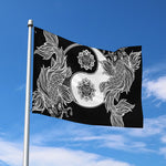 Yin And Yang Koi Carp Fish Print Polyester Flag