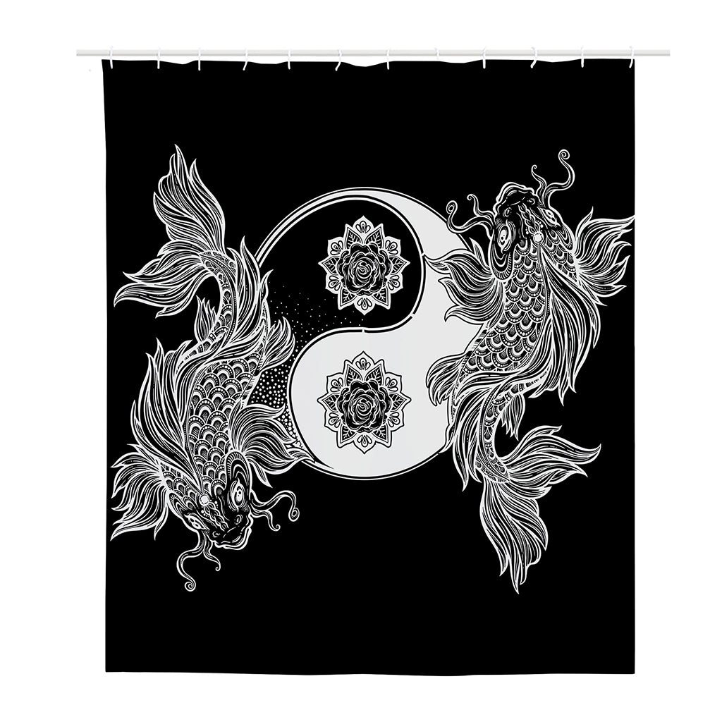 Yin And Yang Koi Carp Fish Print Polyester Shower Curtain