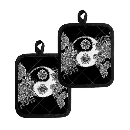 Yin And Yang Koi Carp Fish Print Pot Holders