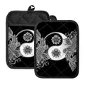 Yin And Yang Koi Carp Fish Print Pot Holders With Pocket